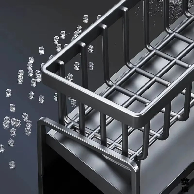 Compact Tap-Mounted Spice Shelf – Sink Organizer with Drainage Rack – Space-Saving Kitchen Storage for Utensils/Accessories